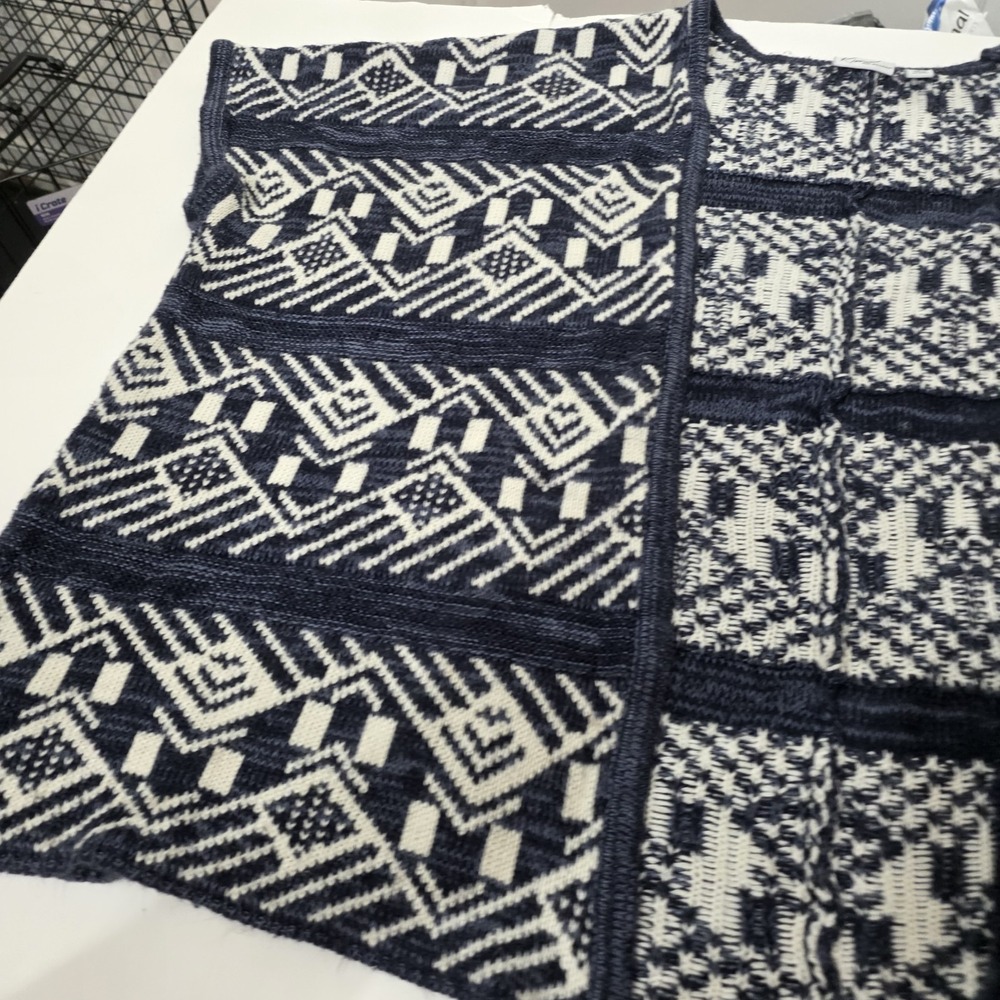 Kim Rogers Cardigan Womens Med Navy Aztec Open Cardigan Boho Cozy Soft Geometric - Picture 8 of 11